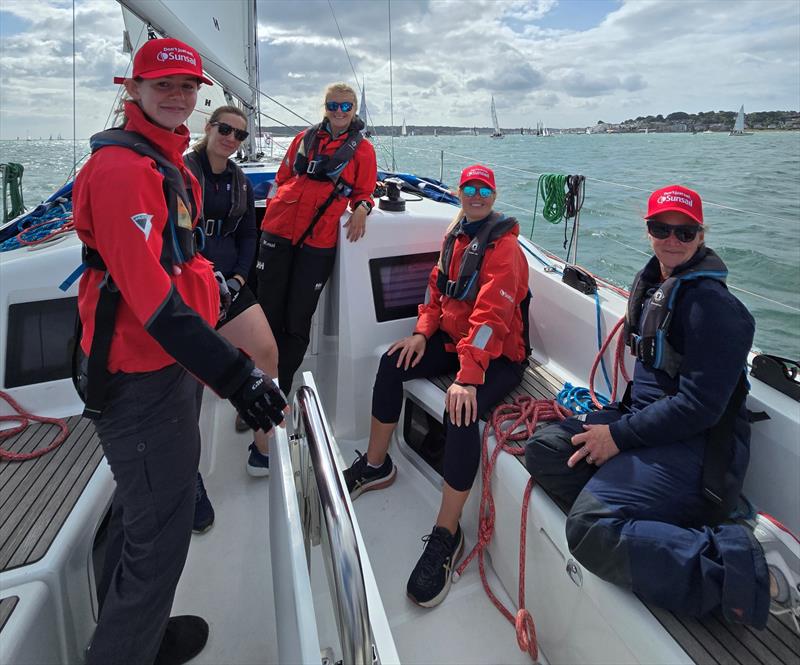 The Sunsail/RYA all-female crew competing in the Prometheus 41s class at Cowes Week 2025 photo copyright Sunsail taken at Cowes Combined Clubs and featuring the IRC class