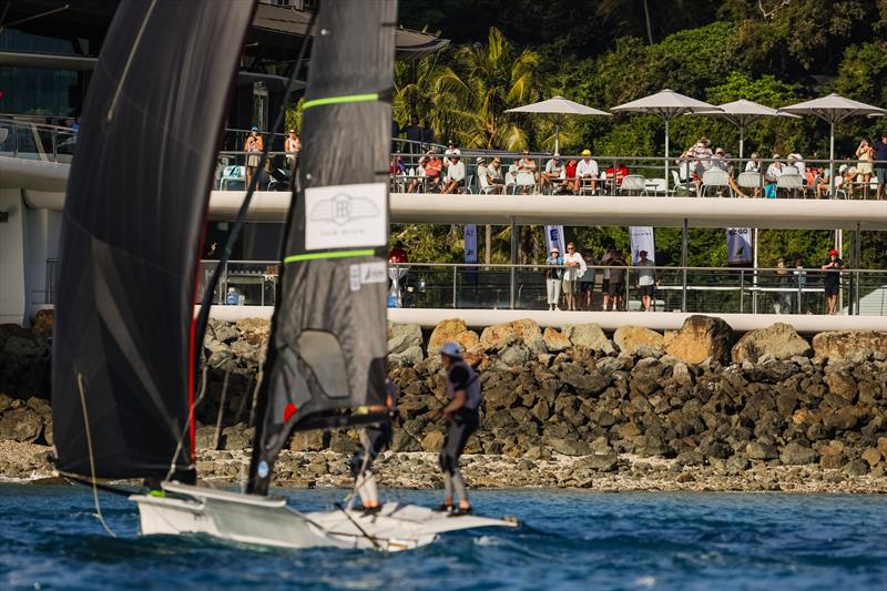 The winning Palm Beach 49er in front of the Hamilton Island Yacht Club - 2025 Hamilton Island Race Week day 3 - photo © Salty Dingo