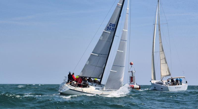 Matchless and Bollinger Violet round the Violet Channel Buoy during the Citco Round Jersey Race 2025 - photo © RCIYC(Jersey)