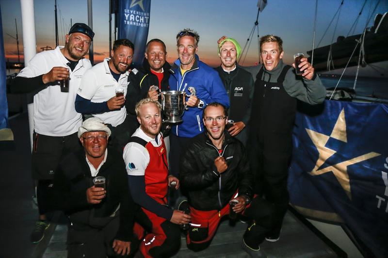 Giles Redpath's Pata Negra crew celebrate 2018 Round Britain & Ireland Race photo copyright Paul Wyeth / RORC taken at Royal Ocean Racing Club and featuring the IRC class