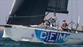 Eye on the prize. Nigel Milln steers his beloved CFM II during the MSC Week hosted by Point Yacht Club offshore of Durban. Having had a very busy winter season, Milln had guest crew member, Michael Pammenter assisting during the weeklong regatta &copy; David Knox-Whitehead