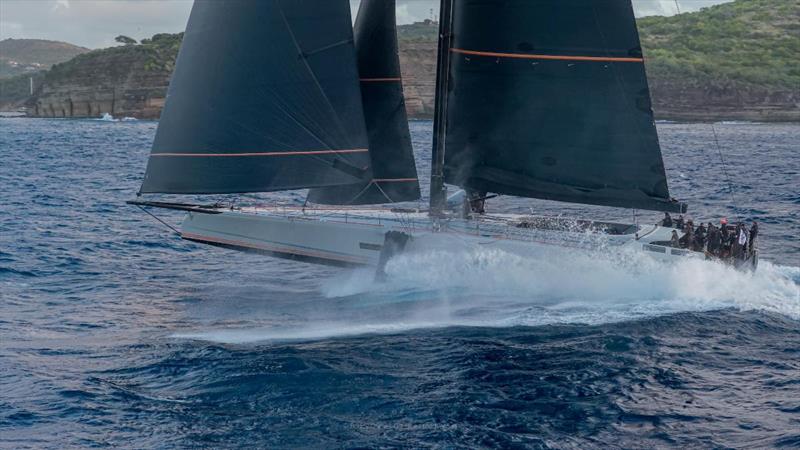 Baltic 111 Raven crosses the finish line in Antigua after the 3,000 NM race across the Atlantic from Lanzarote - photo © @Roddyacqua