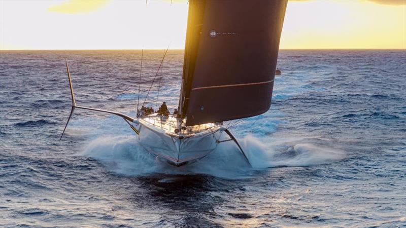 Baltic 111 Raven arrives just after sunrise in Antigua photo copyright @Roddyacqua taken at Royal Ocean Racing Club and featuring the IRC class