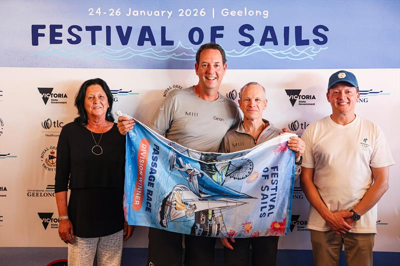 Ginan were the winners on IRC overall in the Holiday Inn & Suites Geelong Passage Race at the Festival of Sails 2026 photo copyright Salty Dingo taken at Royal Geelong Yacht Club and featuring the IRC class