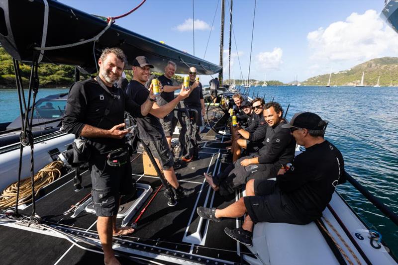 A well-deserved ice-cold Carib beer on arrival - 2026 RORC Caribbean 600 photo copyright Arthur Daniel / RORC taken at Royal Ocean Racing Club and featuring the IRC class