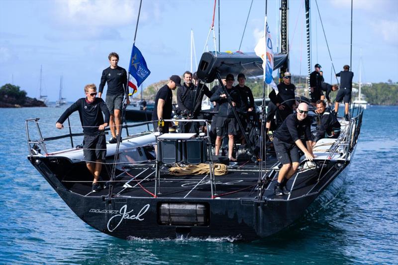 Black Jack 100 arrives back at the dock after taking monohull line honours - 2026 RORC Caribbean 600 photo copyright Arthur Daniel / RORC taken at Royal Ocean Racing Club and featuring the IRC class