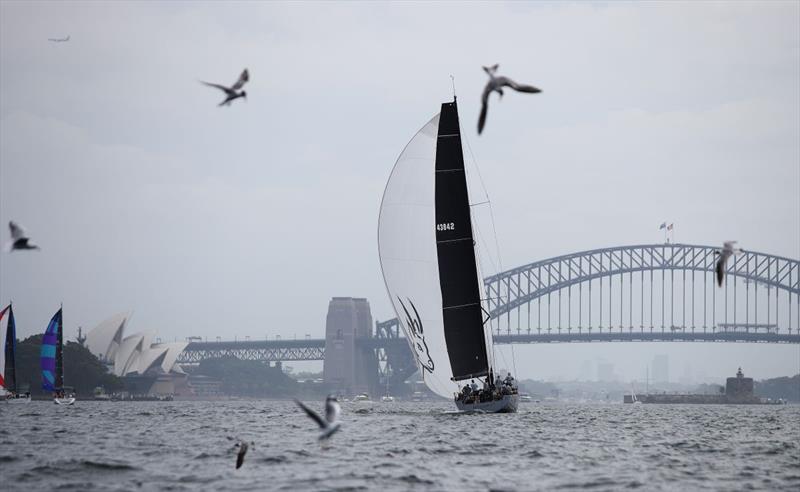 Daguet 2 takes aim at the Harbour Bridge - 2026 Nautilus Marine Insurance Sydney Harbour Regatta photo copyright Brett Costello taken at Middle Harbour Yacht Club and featuring the IRC class