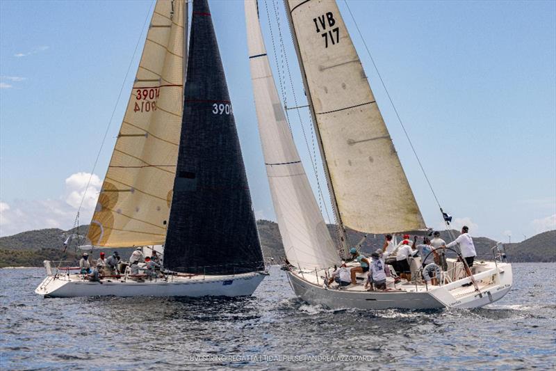 Lady M and Apollo battle it out in CSA Spinnaker on Day 2 - 2026 BVI Spring Regatta & Sailing Festival - photo © Tidal Pulse / Andrea Azzopardi