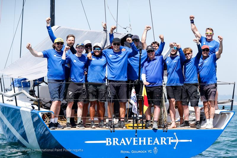 Braveheart team celebrate, GBR 17, on Monday at the International Paint Poole Regatta 2026 photo copyright Paul Wyeth / www.pwpictures.com taken at Parkstone Yacht Club and featuring the IRC class