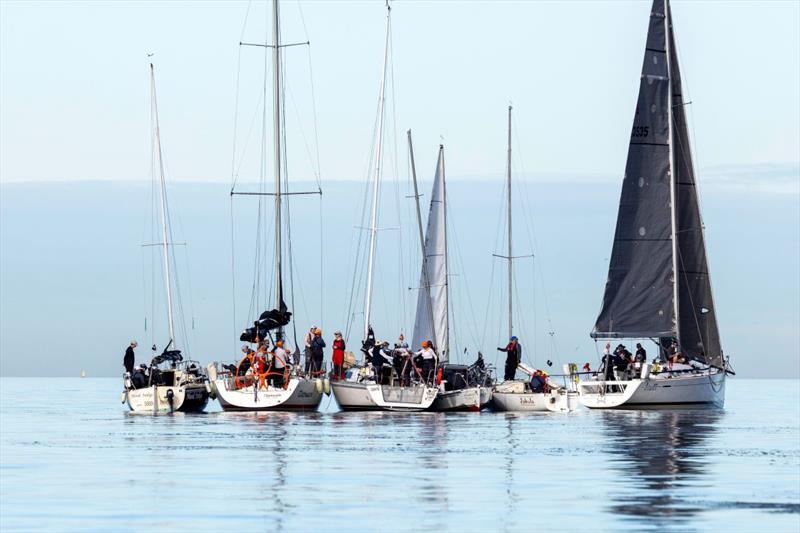 Waiting for breeze some crews enjoyed a friendly raft up - 2026 Australian Women's Keelboat Regatta Day 2 - photo © Andrea Francolini / AWKR