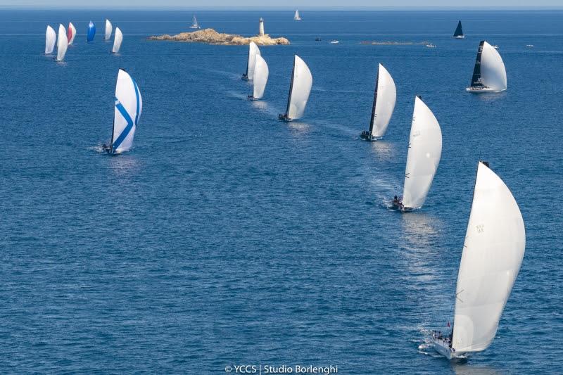 The Range Rover Sardinia Cup fleet competing in a coastal race on the final day photo copyright YCCS / Studio Borlenghi taken at Yacht Club Costa Smeralda and featuring the IRC class