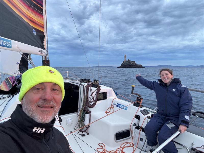 Ian Hoddle and Willow Bland on Sky Business - Game On at the Fastnet Rock in the recent Round Ireland Yacht Race  - photo © GameOnOffshoreRacing
