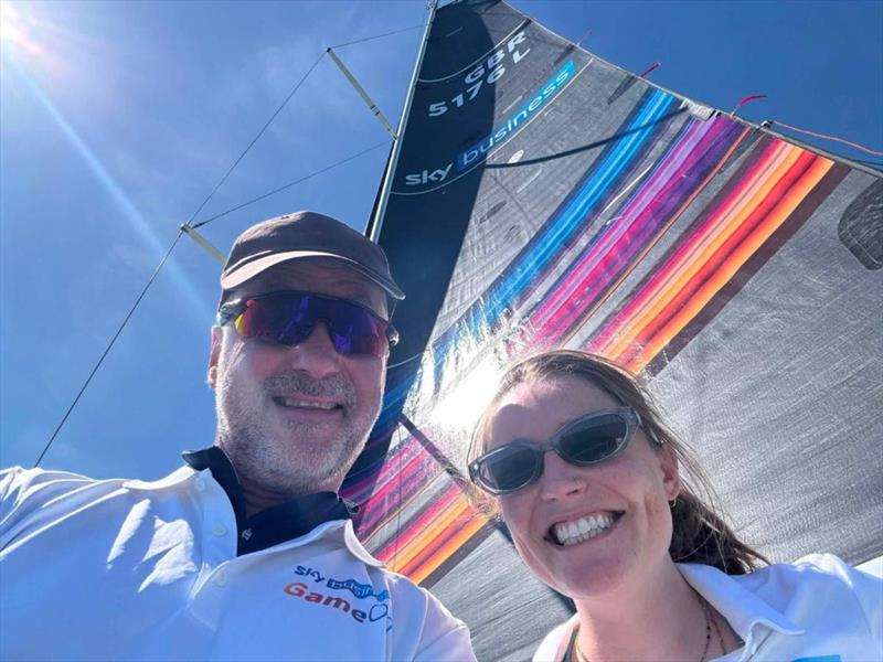 On board selfie - Ian Hoddle and Willow Bland on Sky Business - Game On - photo © Sky Business - Game On