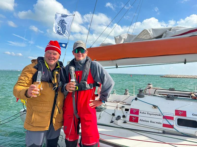 First 40.7 Polished Manx 2 - Kuba Szymanski and Maciej Lato share a well-deserved beer after finishing - photo © RORC