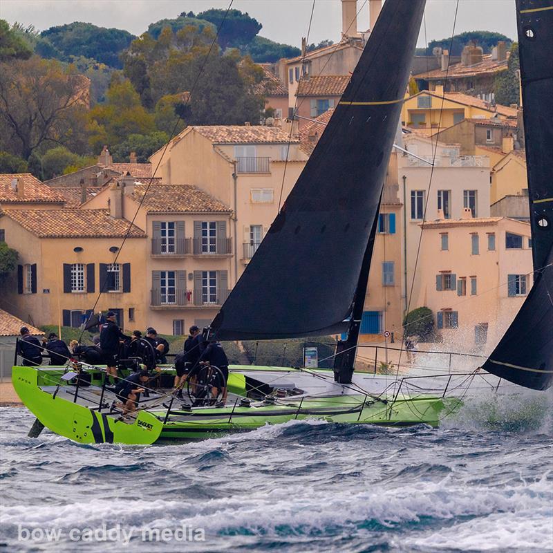 Daguet 3 flies towards the finish line photo copyright Bow Caddy Media taken at Société Nautique de Saint-Tropez and featuring the IRC class