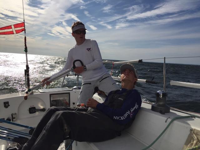 Mathew Wallace drives as Nickolas Hein works the main aboard YASA's J/105 during the 2017 Vineyard Race - photo © Joe Cooper/YASA