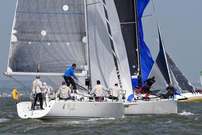 Simon Perry's J109 Jiraffe took two bullets on the first day of the Vice Admiral's Cup on the Solent photo copyright Rick Tomlinson taken at Royal Ocean Racing Club and featuring the J109 class