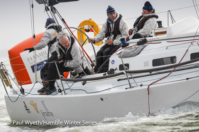Jiraffe wins Class 2 in the HYS Hamble Winter Series 2018 photo copyright Paul Wyeth / www.pwpictures.com taken at Hamble River Sailing Club and featuring the J109 class