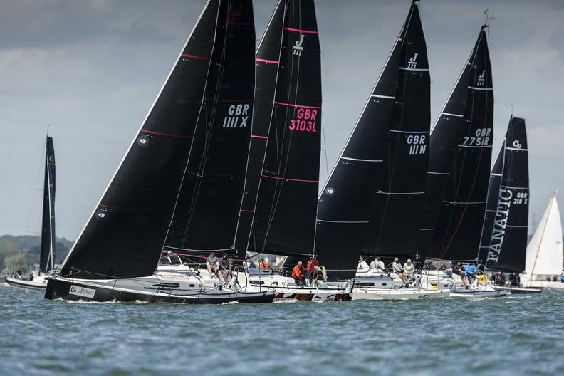 The J/111 fleet enjoying glorious conditions at the RORC Vice Admiral's Cup on the second day of Solent racing photo copyright Paul Wyeth / pwpictures.com taken at Royal Ocean Racing Club and featuring the J111 class