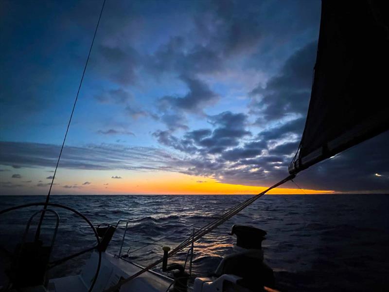 Sunrise and an espresso during Bermuda 1-2 leg 1 photo copyright Peter Gustaffson taken at Newport Yacht Club, Rhode Island and featuring the J111 class