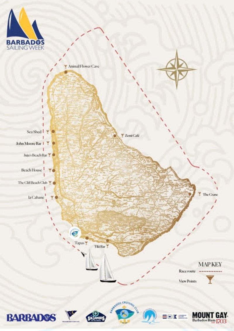 Round Barbados Race map photo copyright roundbarbados.com taken at Barbados Cruising Club and featuring the J/121 class