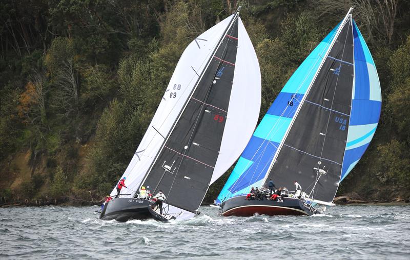 Joy Ride and her bigger J/Boat sister JAM, a J/160, battle for position photo copyright Jan's Marine Photography taken at Seattle Yacht Club and featuring the J/122 class