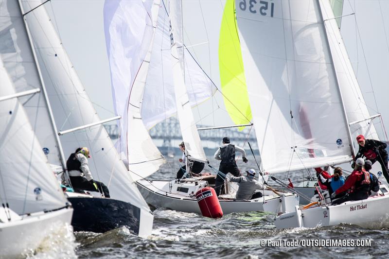 With steady winds and short racecourse competition was always close in the J/22 class at the Helly Hansen NOOD Regatta Annapolis photo copyright Paul Todd / Helly Hansen NOOD Regatta taken at Annapolis Yacht Club and featuring the J/22 class