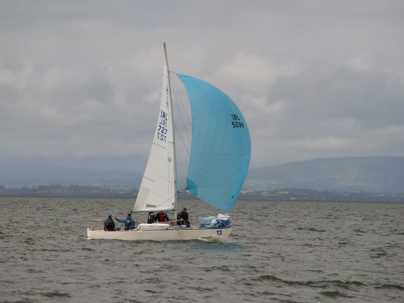 Stefan Hyde's team on 'Nautigirl' win the J/24 Irish nationals photo copyright Paul Matthews taken at Lough Neagh Sailing Club and featuring the J/24 class