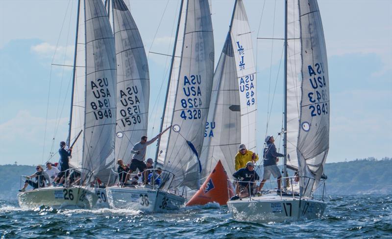 Windward mark rounding at 2015 J/24 North Americans - photo © Ann Blanchard