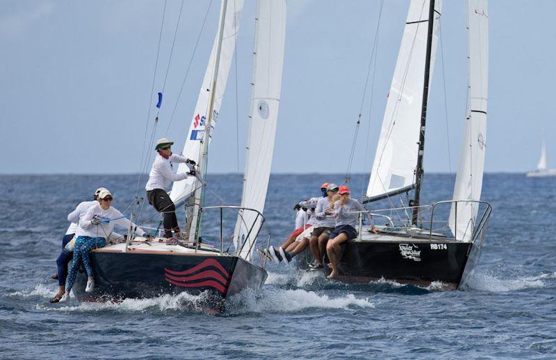 Good winds and flat sea make for ideal racing conditions during Barbados Sailing Week photo copyright Peter Marshall taken at Barbados Cruising Club and featuring the J/24 class