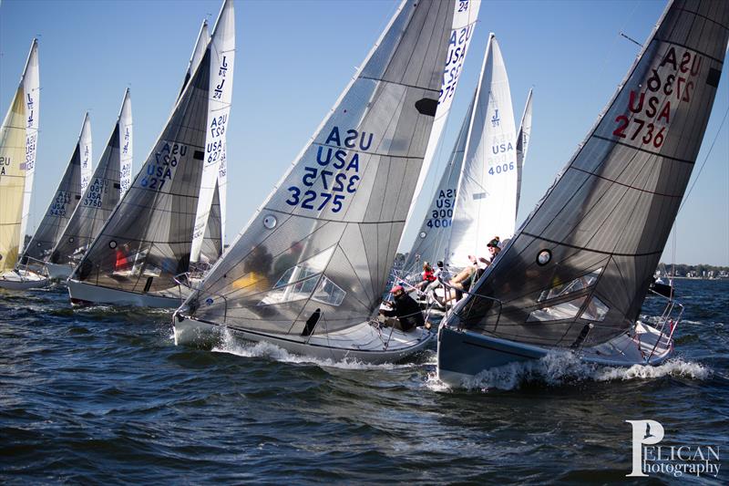 J/24s making tracks to windward photo copyright 2020 J/22 and J/24 East Coast Championships/Pelican Photography taken at Severn Sailing Association and featuring the J/24 class