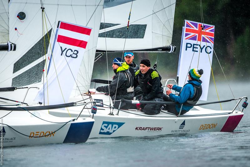 The Port Edgar Yacht Club team during the SAILING Champions League event in St. Moritz photo copyright SCL / David Pichler taken at Segel-Club St. Moritz and featuring the J70 class