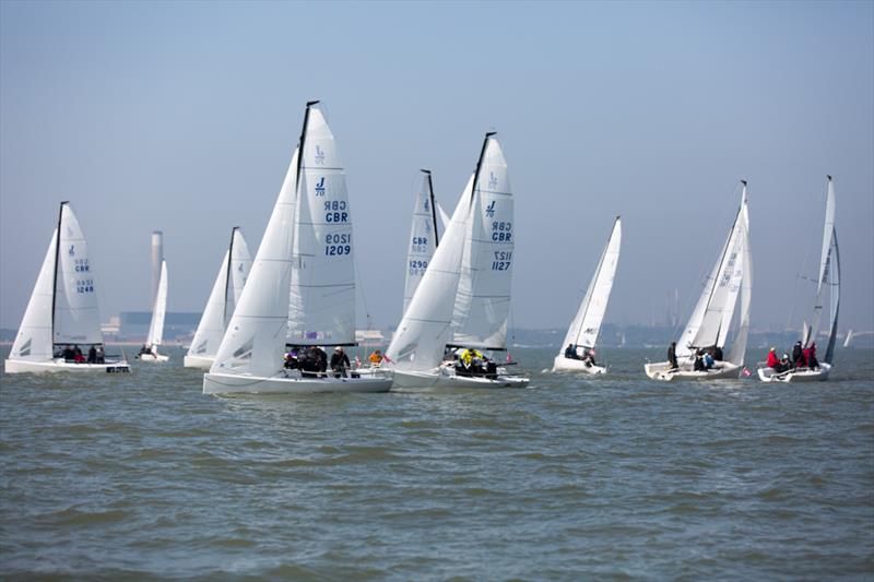 J70s on day 5 of the Helly Hansen Warsash Spring Series photo copyright Andrew Adams / www.closehauledphotography.com taken at Warsash Sailing Club and featuring the J70 class