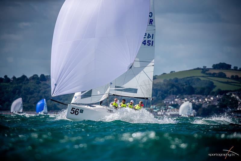 Paul Ward GBR Eat, Sleep, J, Repeat on day 3 of the Darwin Escapes 2019 J/70 Worlds at Torbay - photo © www.Sportography.tv