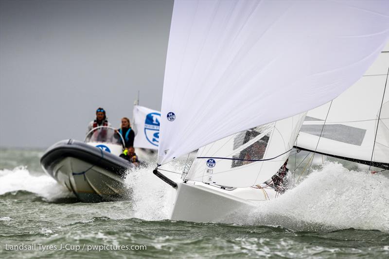North Sails Coaching on day 2 of the 2020 Landsail Tyres J-Cup photo copyright Paul Wyeth / www.pwpictures.com taken at Royal Ocean Racing Club and featuring the J70 class