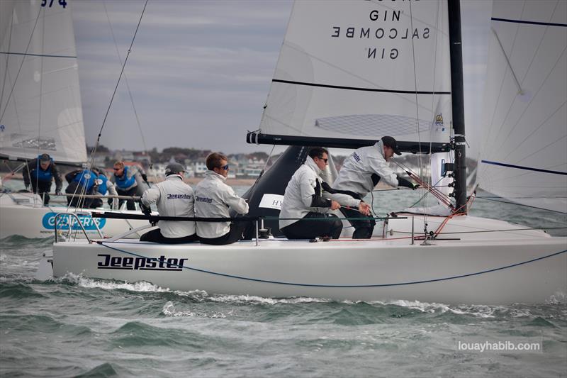 Graham Clapp's Jeepster in the J70 class during the HRSC One Design Championships photo copyright Louay Habib / www.louayhabib.com taken at Hamble River Sailing Club and featuring the J70 class