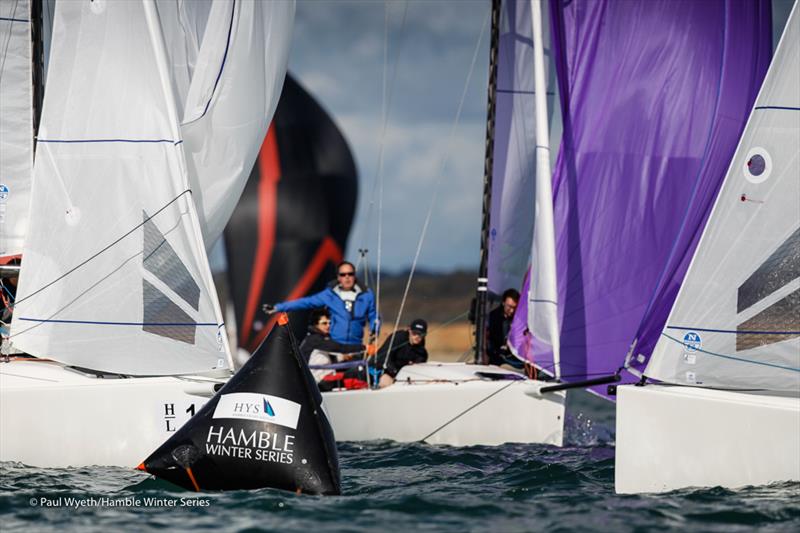 J70 mark rounding during HYS Hamble Winter Series Race Week 2 photo copyright Paul Wyeth / www.pwpictures.com taken at Hamble River Sailing Club and featuring the J70 class