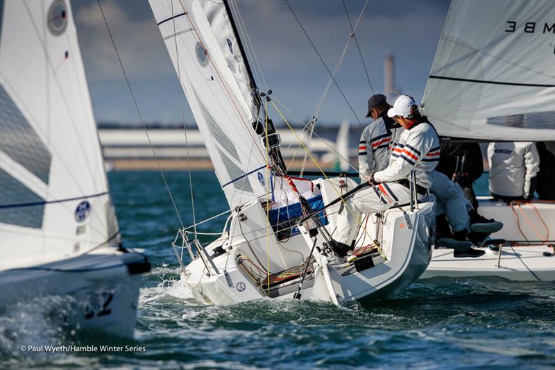 Eat Sleep J Repeat, J/70, during HYS Hamble Winter Series Race Week 2 photo copyright Paul Wyeth / www.pwpictures.com taken at Hamble River Sailing Club and featuring the J70 class