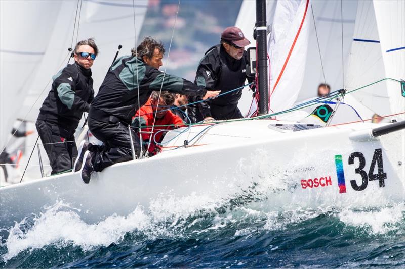 Jose María Torcida's “Noticia” (ESP) on day 1 of the 2018 J/70 Europeans at Vigo, Spain photo copyright Maria Muina / 2018 J70 European Championship taken at Real Club Náutico de Vigo and featuring the J70 class