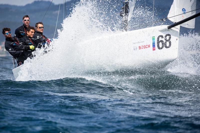 Day 1 of the 2018 J/70 Europeans at Vigo, Spain photo copyright Maria Muina / 2018 J70 European Championship taken at Real Club Náutico de Vigo and featuring the J70 class