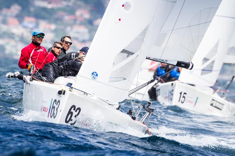 Day 1 of the 2018 J/70 Europeans at Vigo, Spain photo copyright Maria Muina / 2018 J70 European Championship taken at Real Club Náutico de Vigo and featuring the J70 class