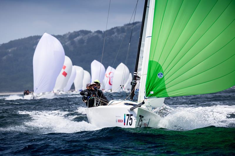 Day 1 of the 2018 J/70 Europeans at Vigo, Spain photo copyright Maria Muina / 2018 J70 European Championship taken at Real Club Náutico de Vigo and featuring the J70 class