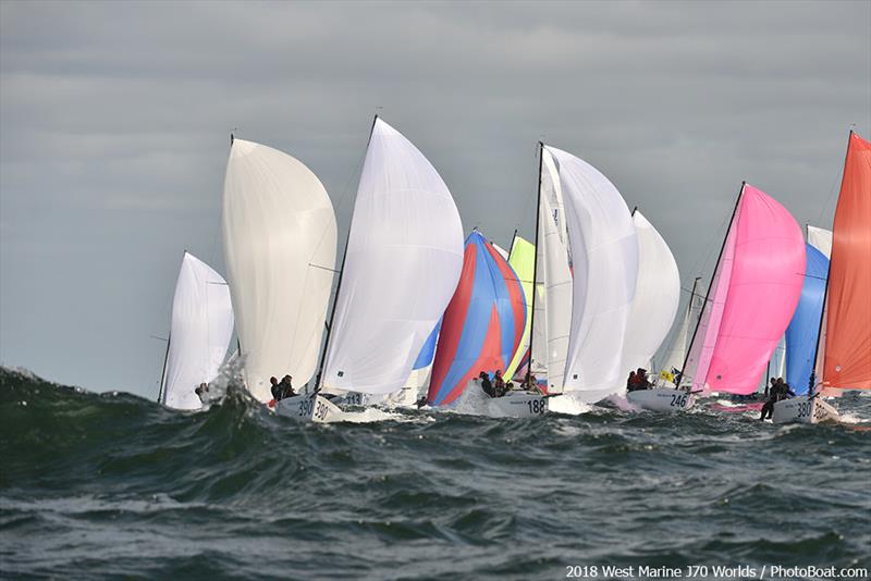 J/70s downwind in the Practice Race - 2018 West Marine J/70 World Championships - photo © 2018 West Marine J/70 Worlds / PhotoBoat.com