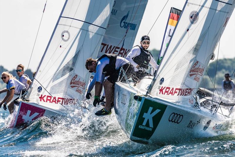Tight racing at Youth SAILING Champions League 2018 photo copyright SCL / Lars Wehrmann taken at Kieler Yacht Club and featuring the J70 class