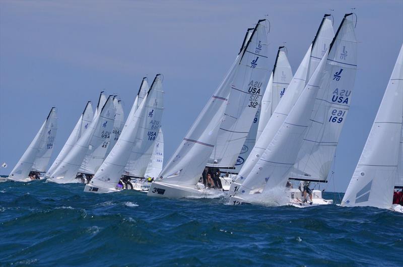 J/70 starting-line action at Cleveland Race Week photo copyright Edgewater Yacht Club taken at Edgewater Yacht Club and featuring the J70 class