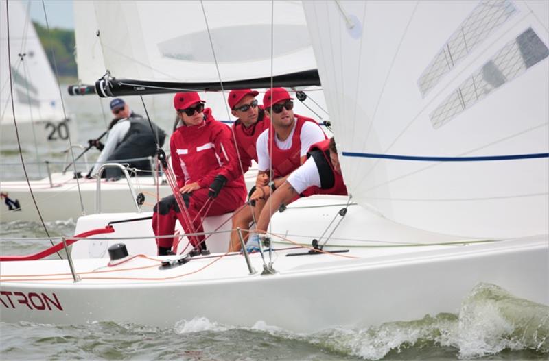 Skipper Margaret McKillen steers the J/70 Magatron during Sunday's racing action - 2021 Charleston Race Week - photo © Willy Keyworth
