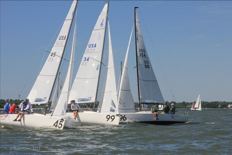 In the highly competitive J70 Class, Brian Keane's Savasana wins the overall division (USA-96), while Henry Filter's Wild Child (USA-45) goes on to win the 13-strong Corinthian fleet - photo © Beth Akers