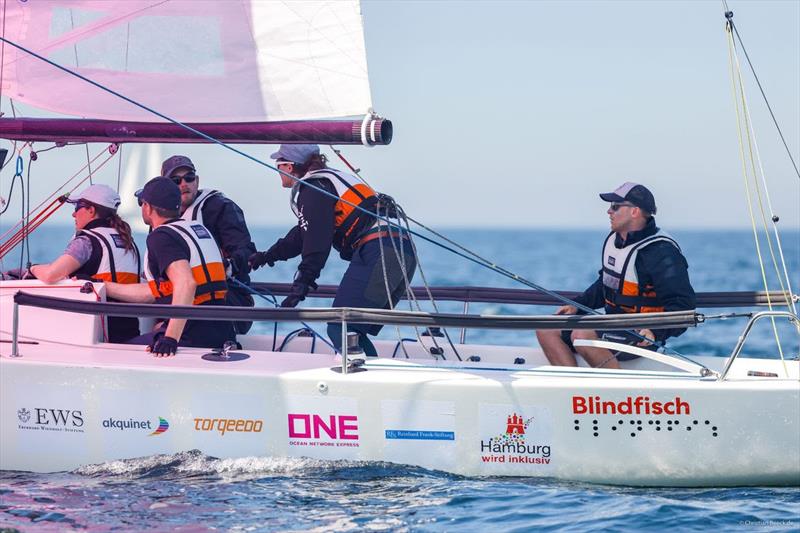 Marvin Hamm steered the inclusive J/70 `Blindfisch` 2022 to a respectable 30th place photo copyright Christian Beeck / Kieler Woche taken at Kieler Yacht Club and featuring the J70 class