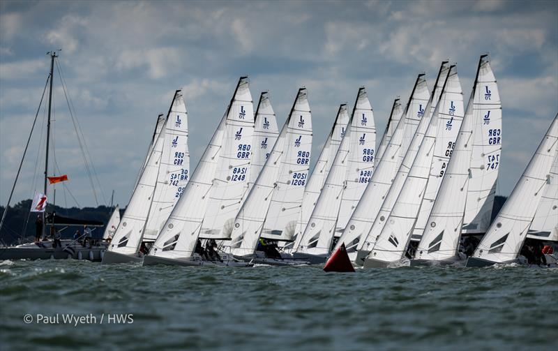 J70 Start during Hamble Winter Series 2024 Race Week 1