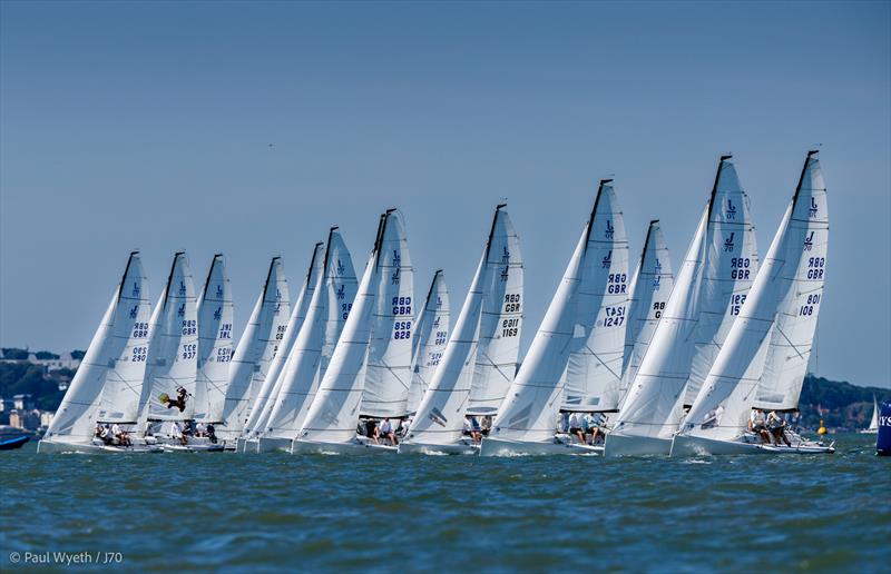 Race start during the J/70 Grand Slam 4 at the Royal Yacht Squadron - photo © Paul Wyeth / www.pwpictures.com